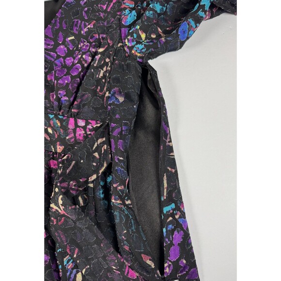 Betsey Johnson Dress Womens 4 Black Multicolor Animal Print Ruffle Bell Sleeve - Picture 10 of 16